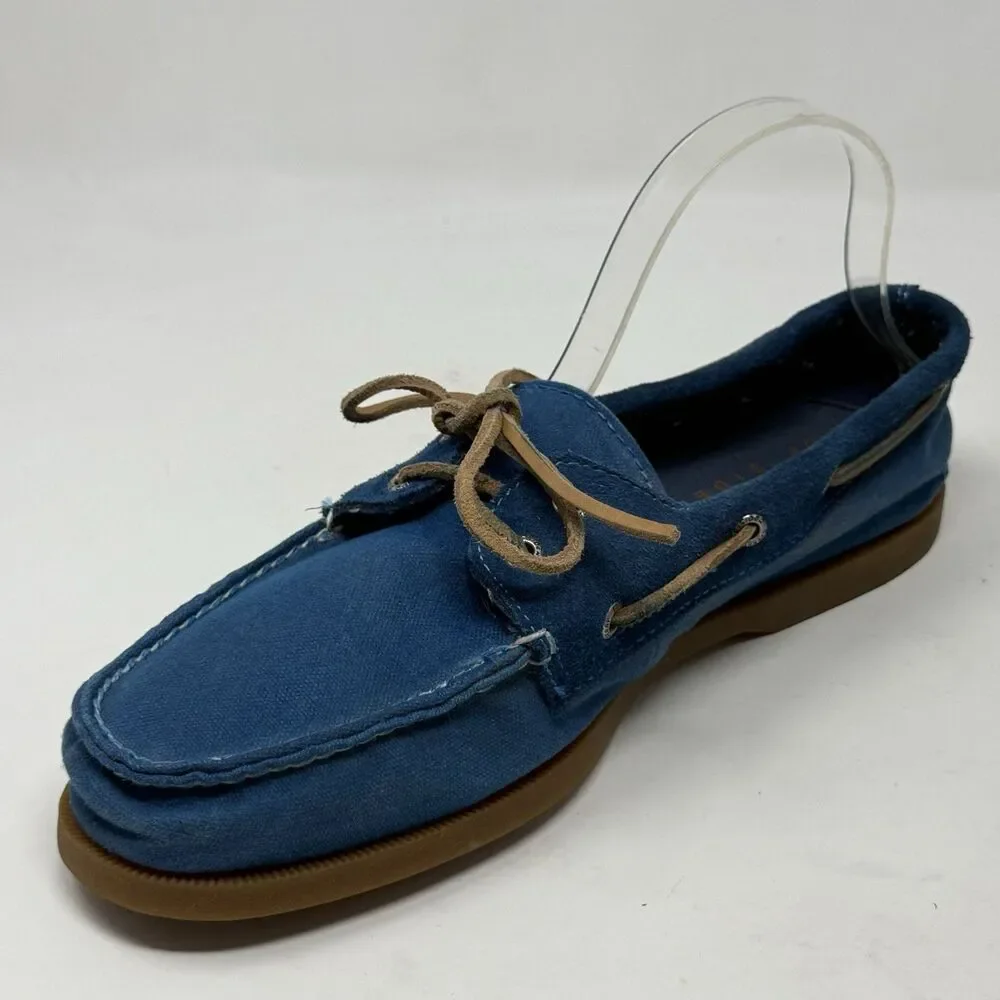 Sperry Top Sider Boat Shoes Mens 11.5 M Blue Canvas Suede 2 Eye Moccasins Preppy